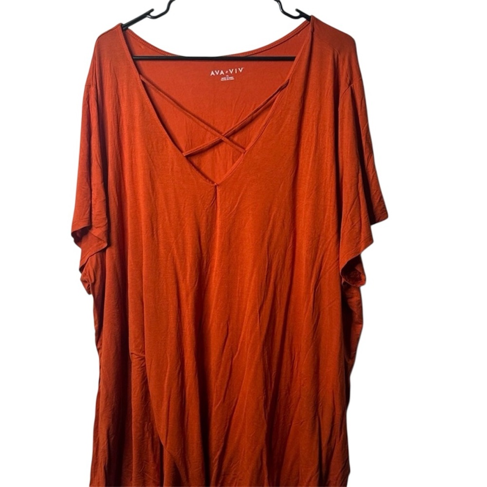 Ava & Viv Women's Rust Short Sleeve Top